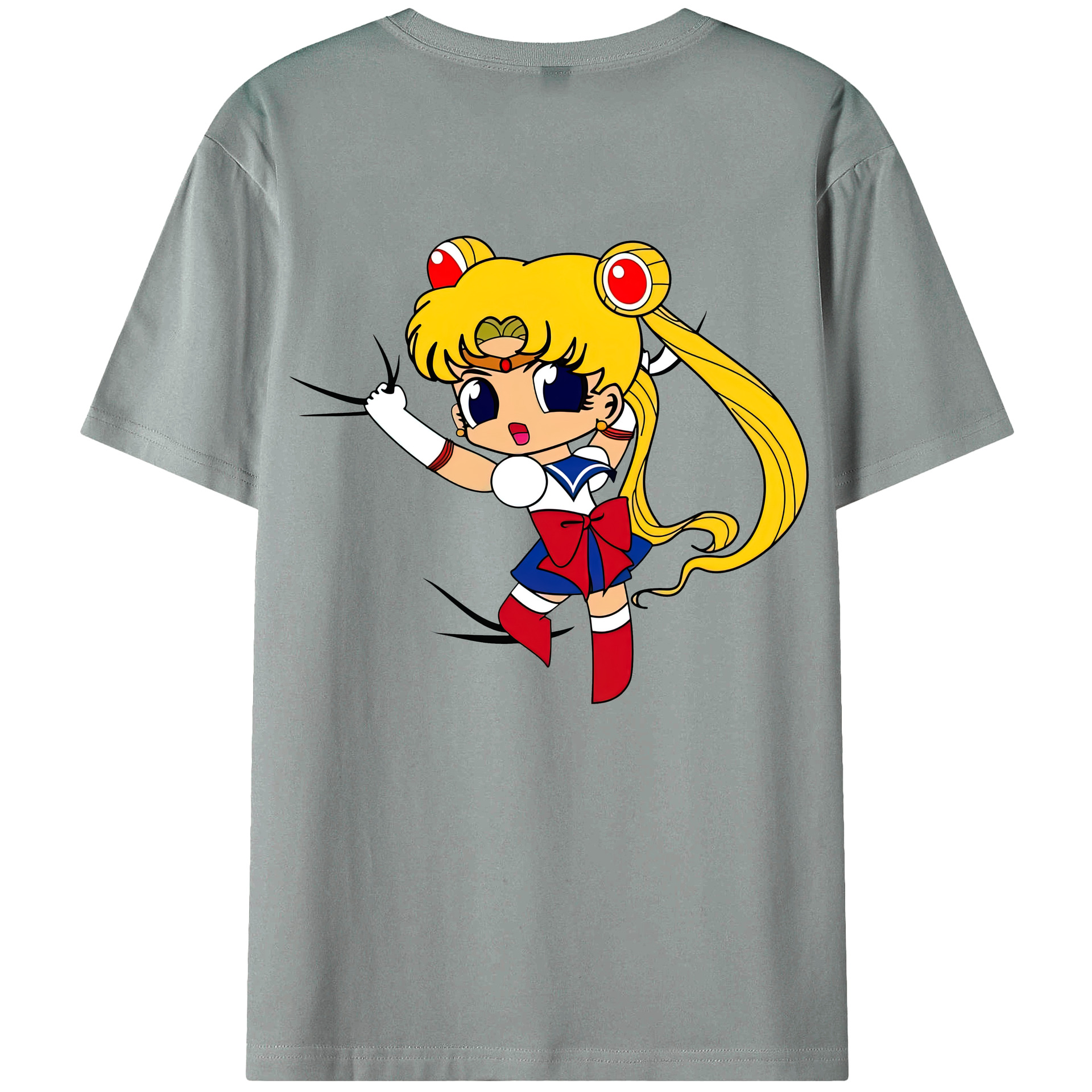 （画像用） 美少女戦士セーラームーン 月野 うさぎ つきの うさぎ Sailor Moon Tsukino Usagi 綿100％ メンズ半袖Tシャツ（バックプリント） 通気性